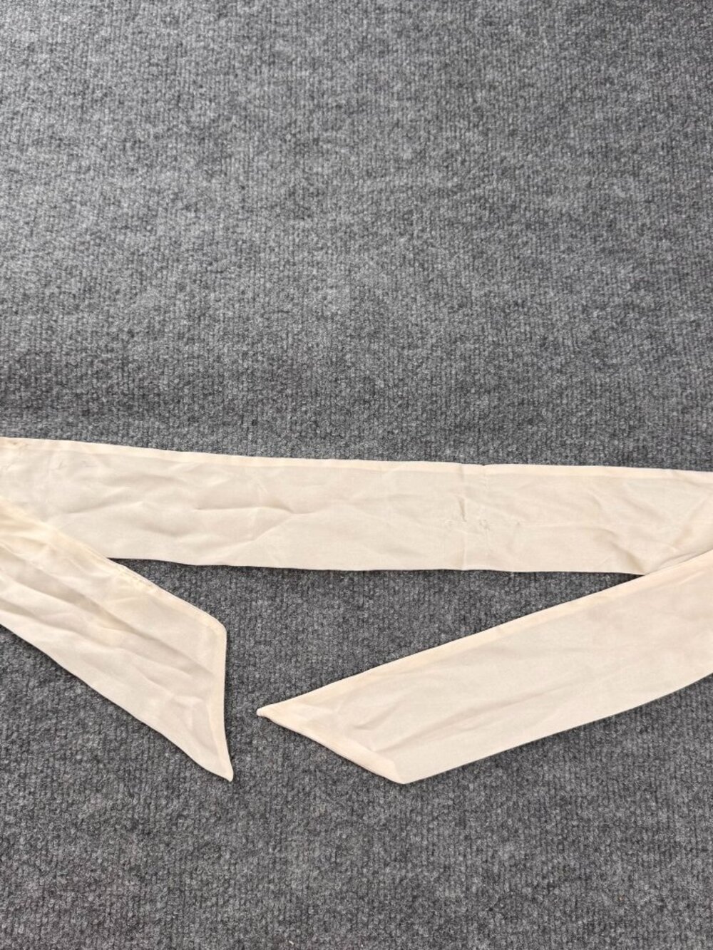 t&b ivory cream satin skinny sash neck scarf tie belt one size stains snags